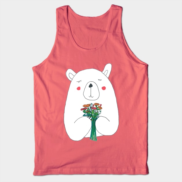 Polar Bear With Flowers Tank Top by DoodlesAndStuff